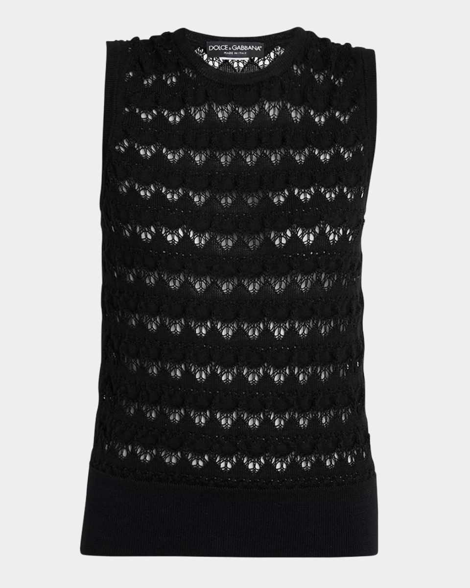Chevron Open Lace Knit Tank Top